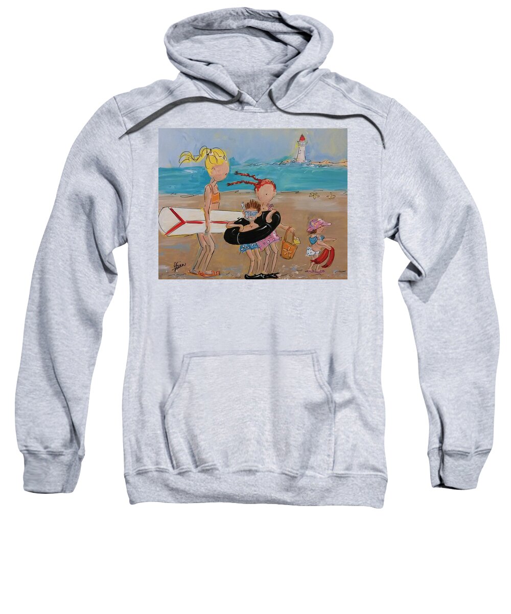Children Sweatshirt featuring the painting To the Beach by Terri Einer
