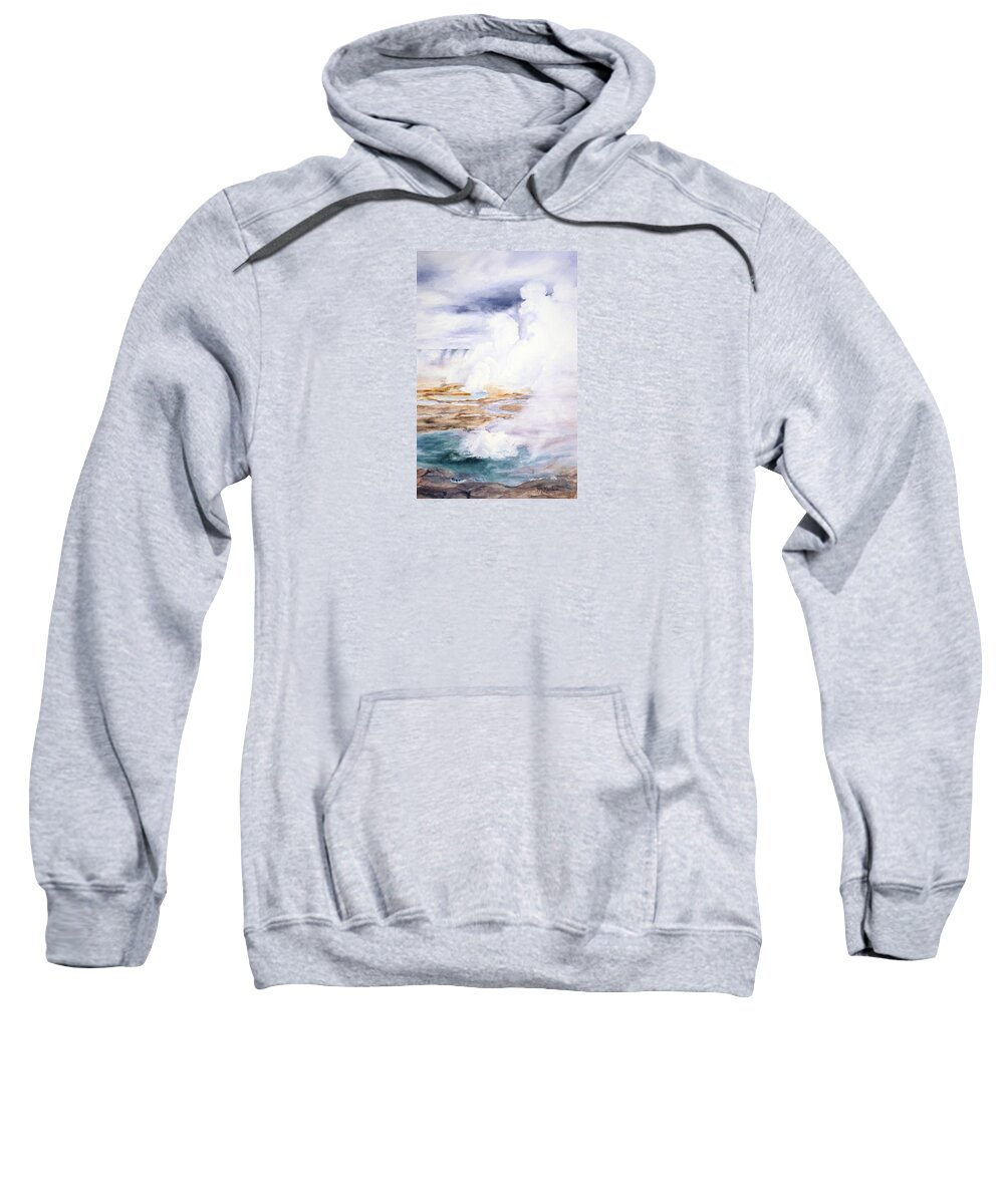 Yellowstone Sweatshirt featuring the painting Toil and Trouble by Marsha Karle