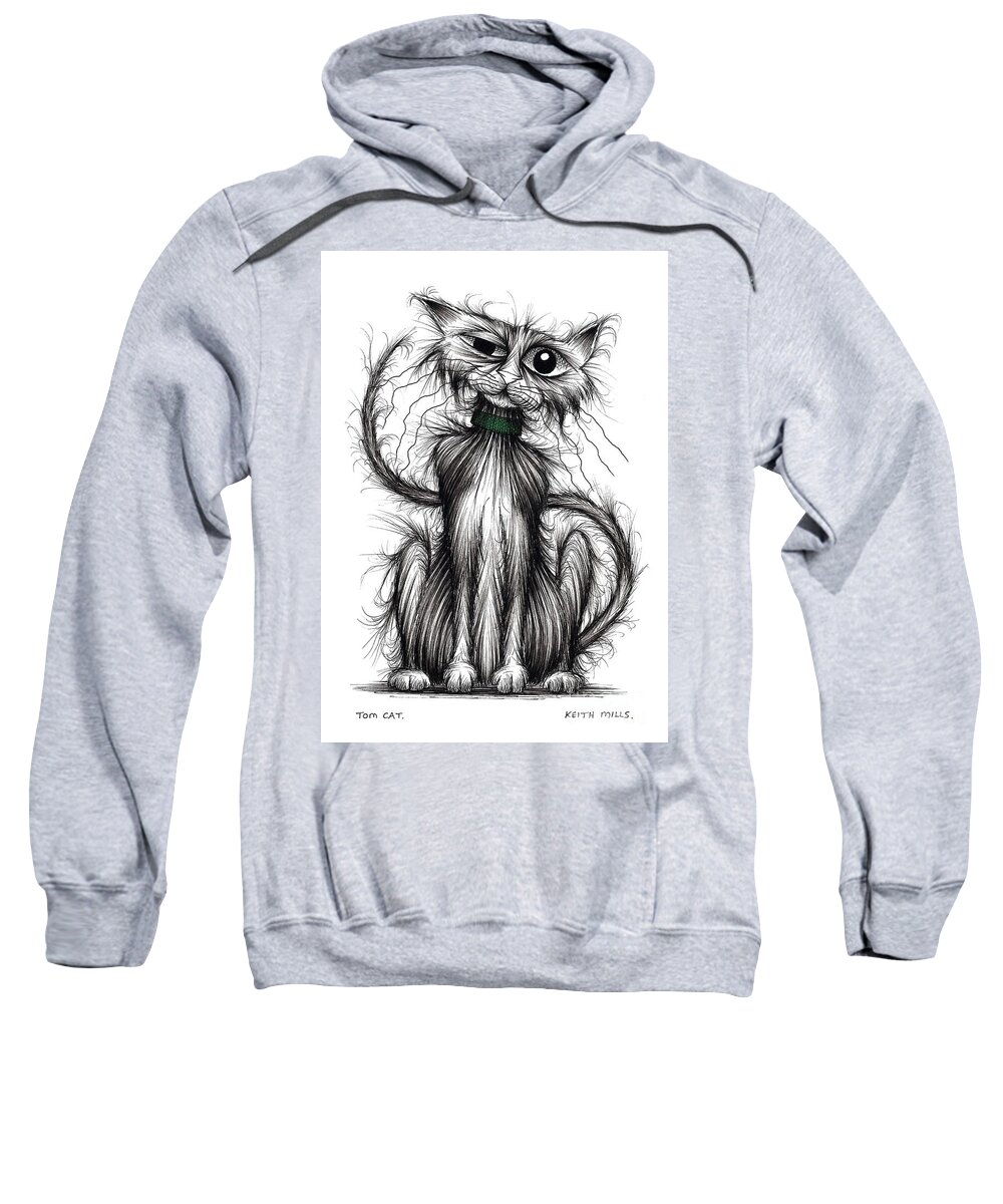 Tom Cat Sweatshirt featuring the drawing Tom cat by Keith Mills