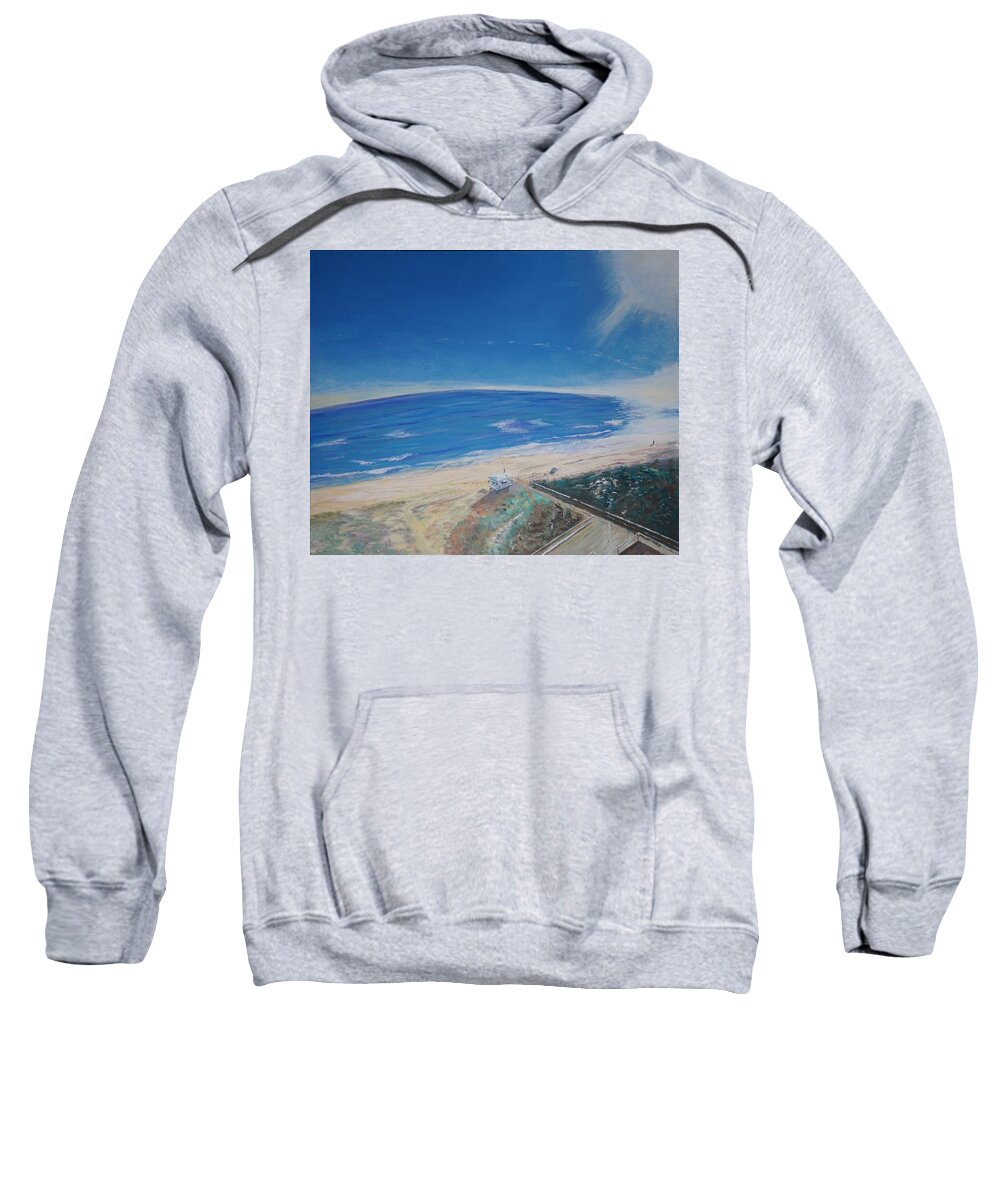 Drone Sweatshirt featuring the painting Top View of Waveland Beach by Mike Jenkins