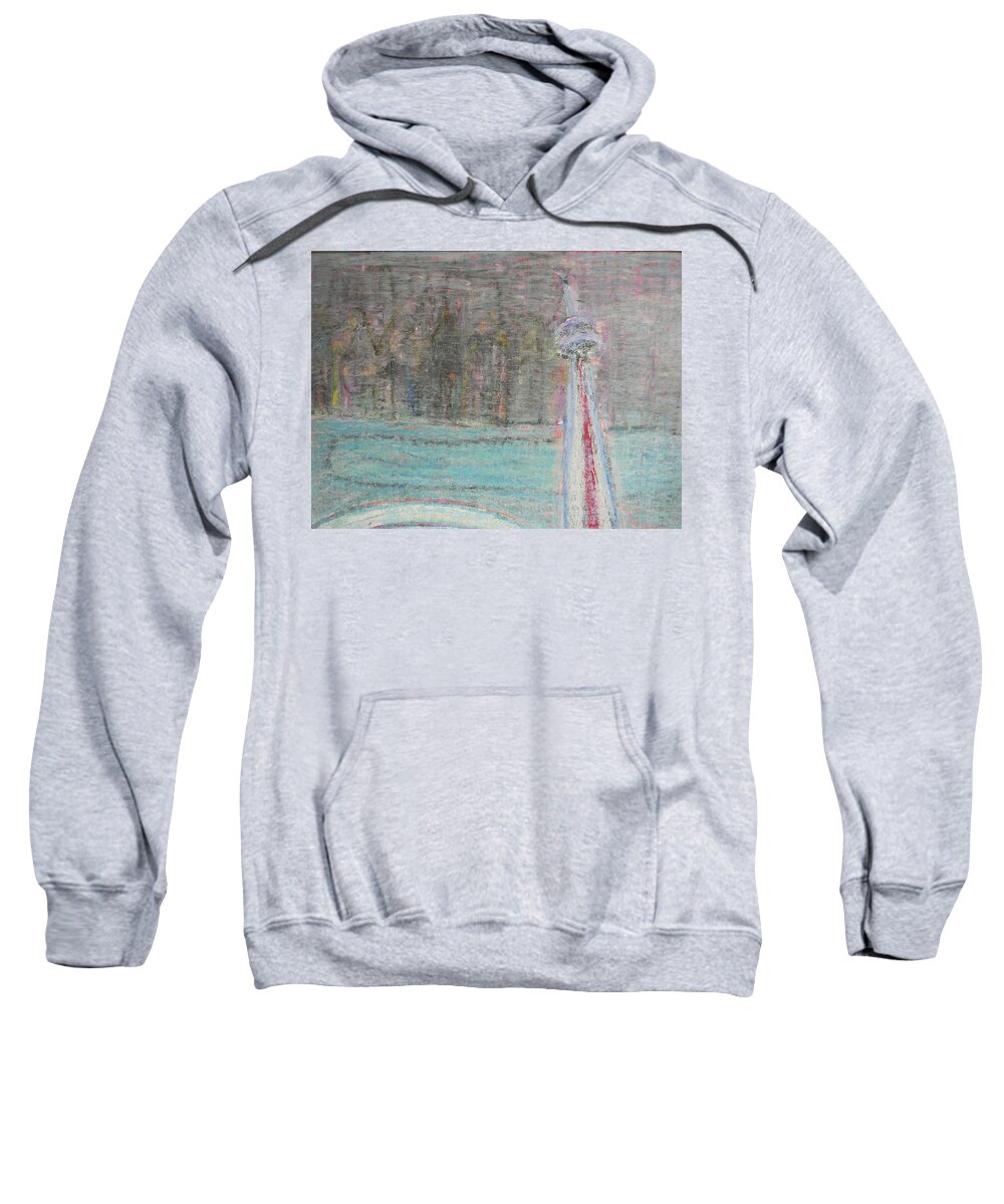 Toronto Sweatshirt featuring the painting Toronto the Confused by Marwan George Khoury