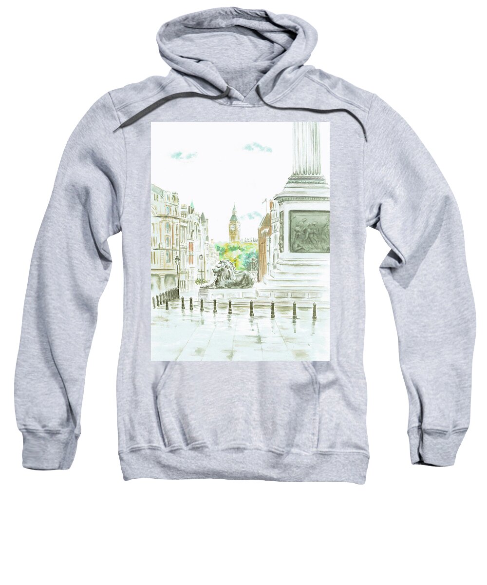 London Sweatshirt featuring the painting Trafalgar Square by Elizabeth Lock