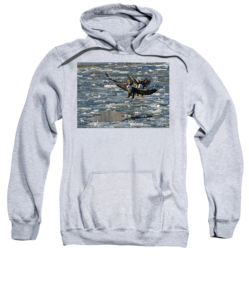 Eagle Sweatshirt featuring the photograph Tree Eagles on Ice by Paula Guttilla