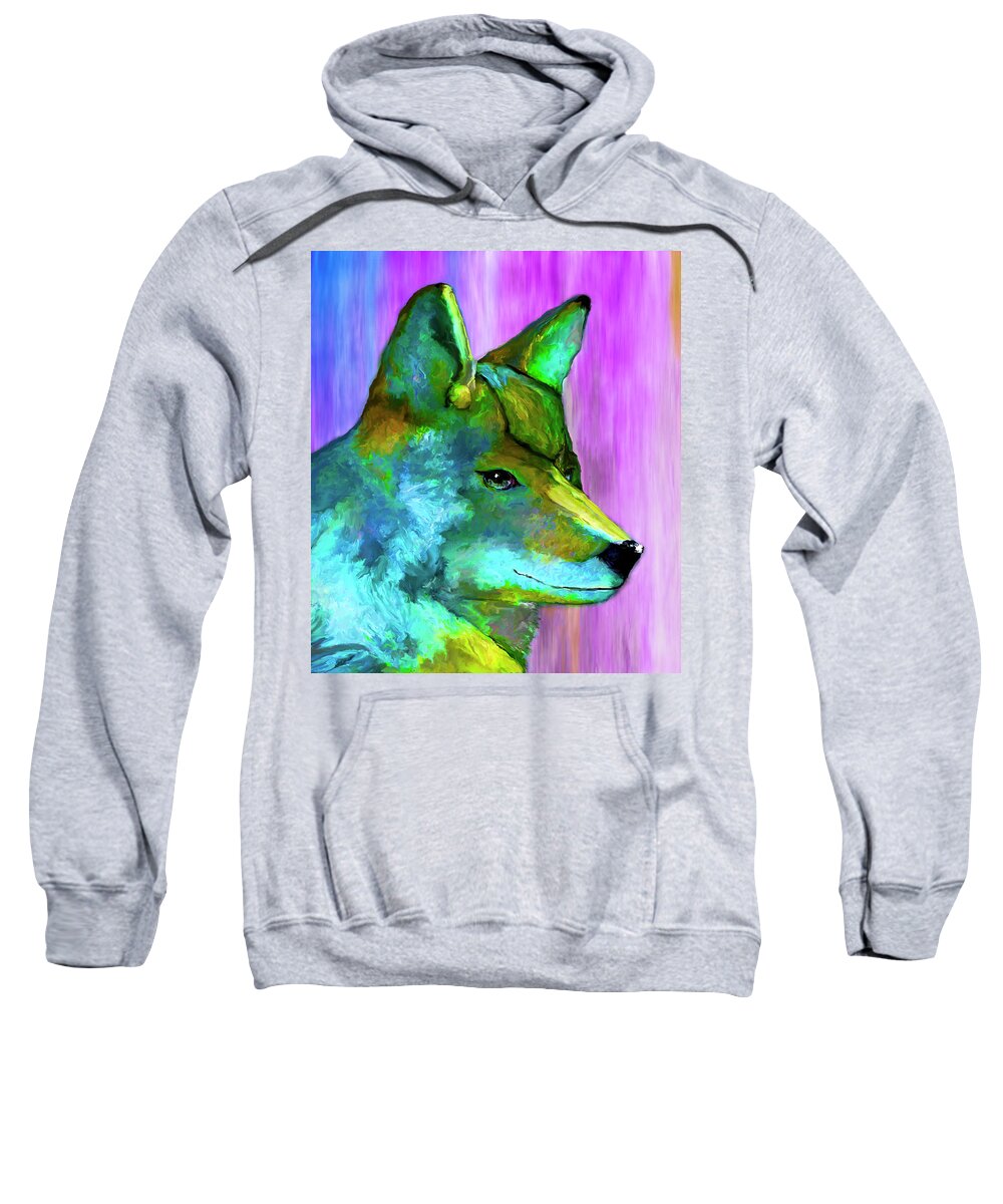 Coyote Sweatshirt featuring the painting Trickster Coyote by Rick Mosher