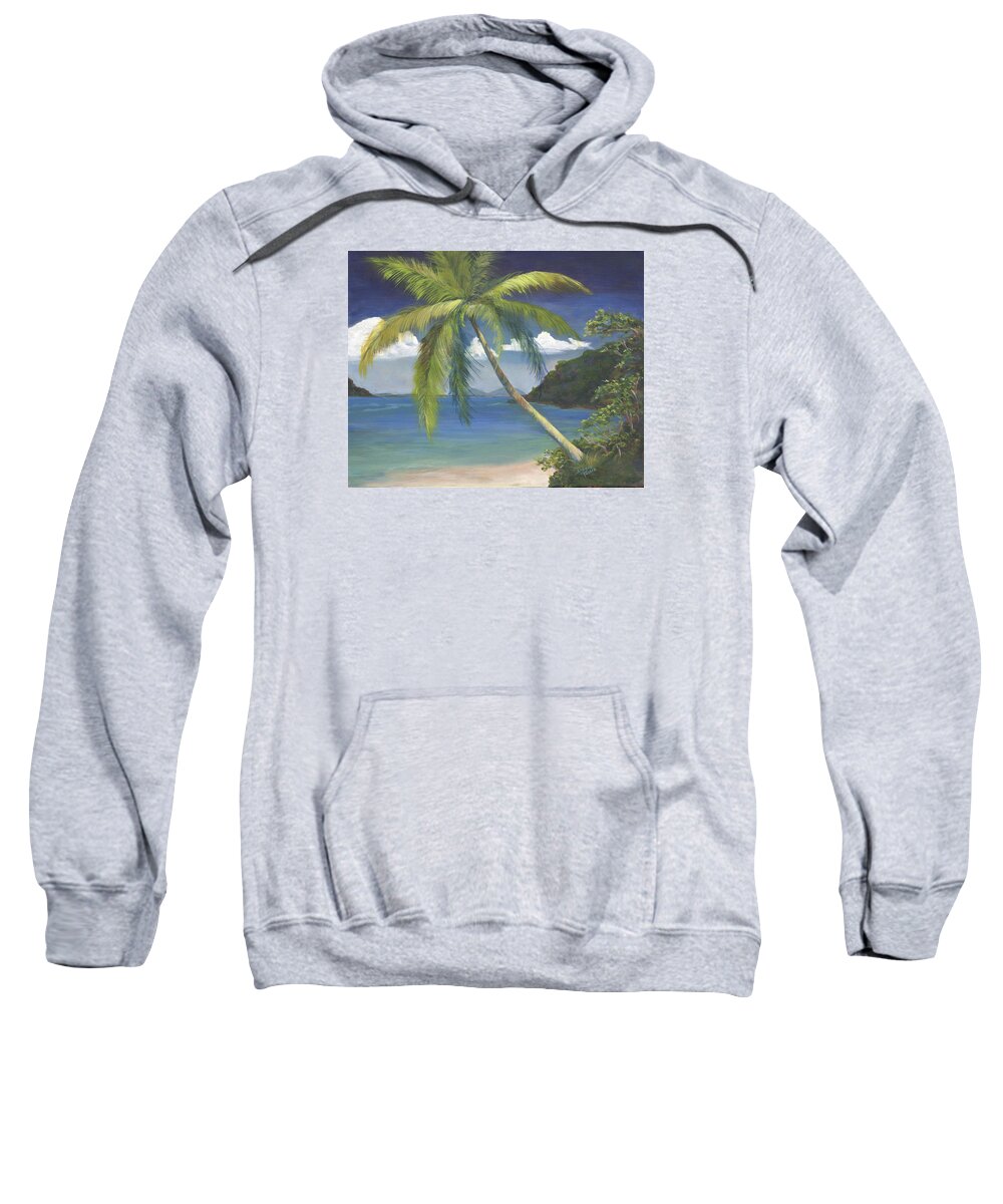 Beach Sweatshirt featuring the painting Tropical Palm by Donna Tucker