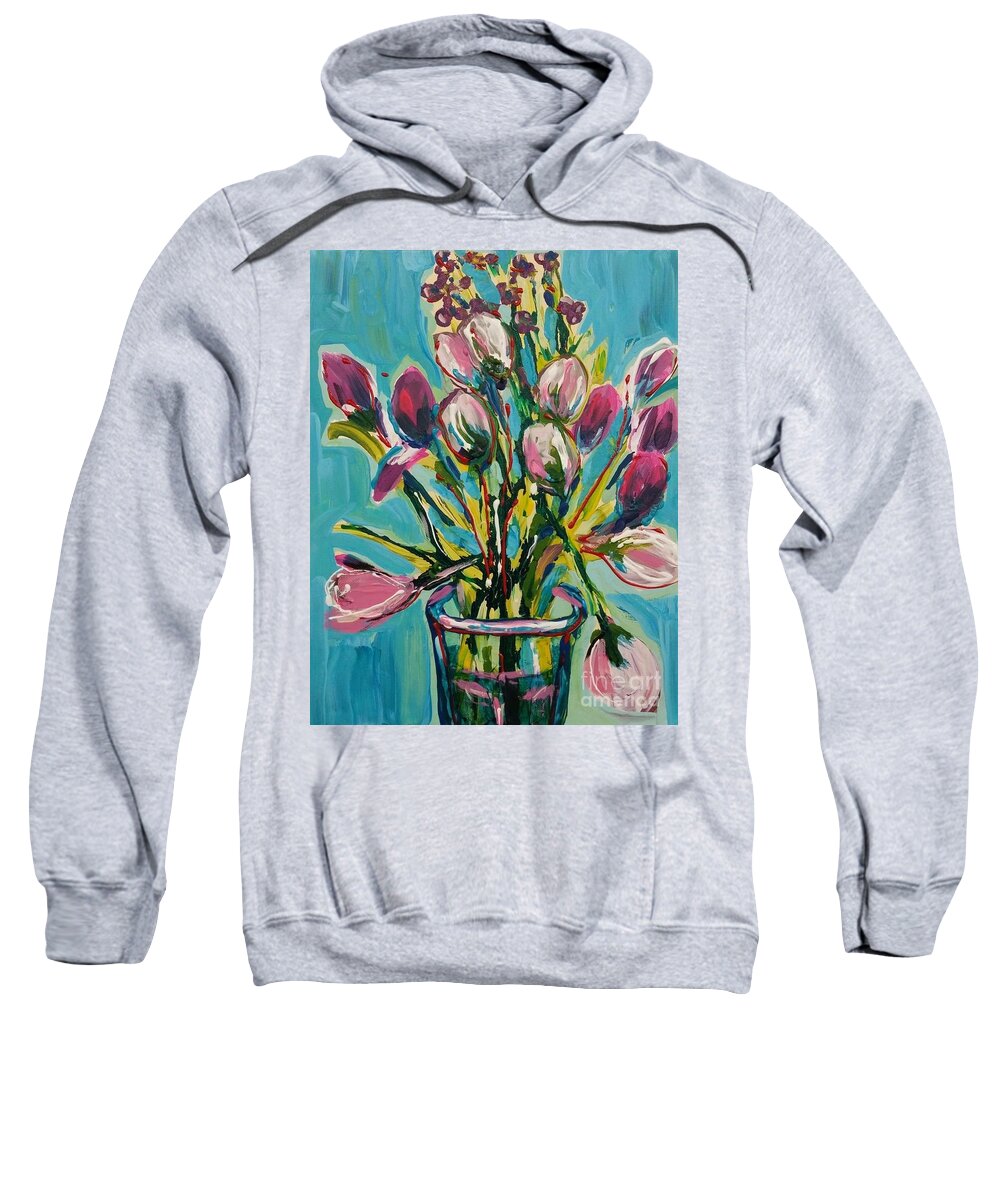Tulips Sweatshirt featuring the painting Tulip Arrangement by Catherine Gruetzke-Blais