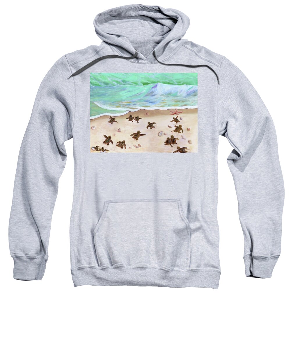 Sea Turtles Sweatshirt featuring the painting Turtle Beach by Donna Tucker
