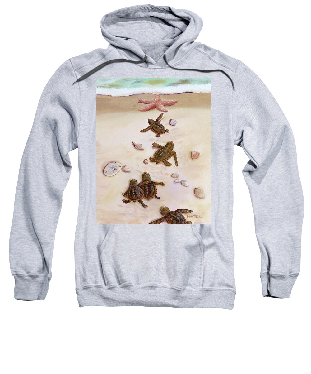 Sea Turtles Sweatshirt featuring the painting Turtle Christmas Tree by Donna Tucker