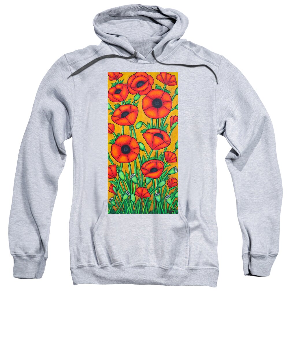Colourful Sweatshirt featuring the painting Tuscan Poppies by Lisa Lorenz
