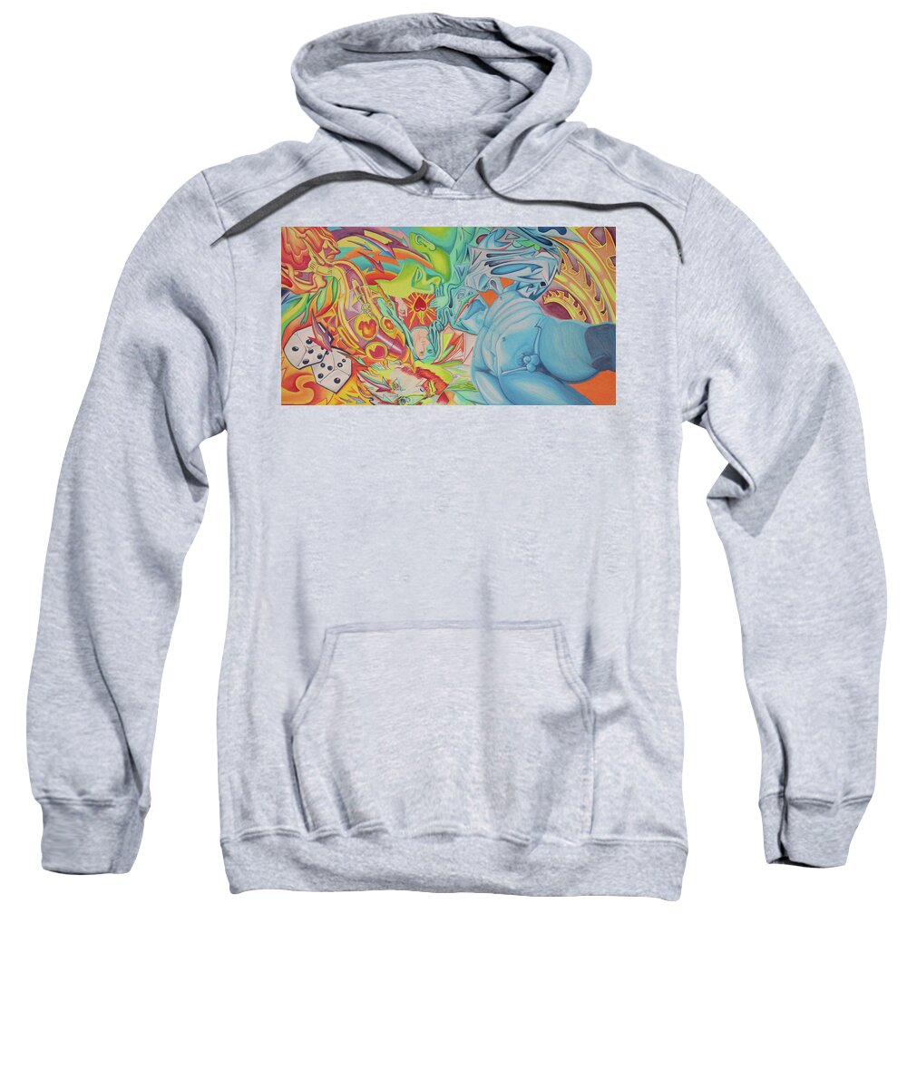 Pop Art Sweatshirt featuring the drawing Twilight in Sin City-Top Panel by Andrew Chambers