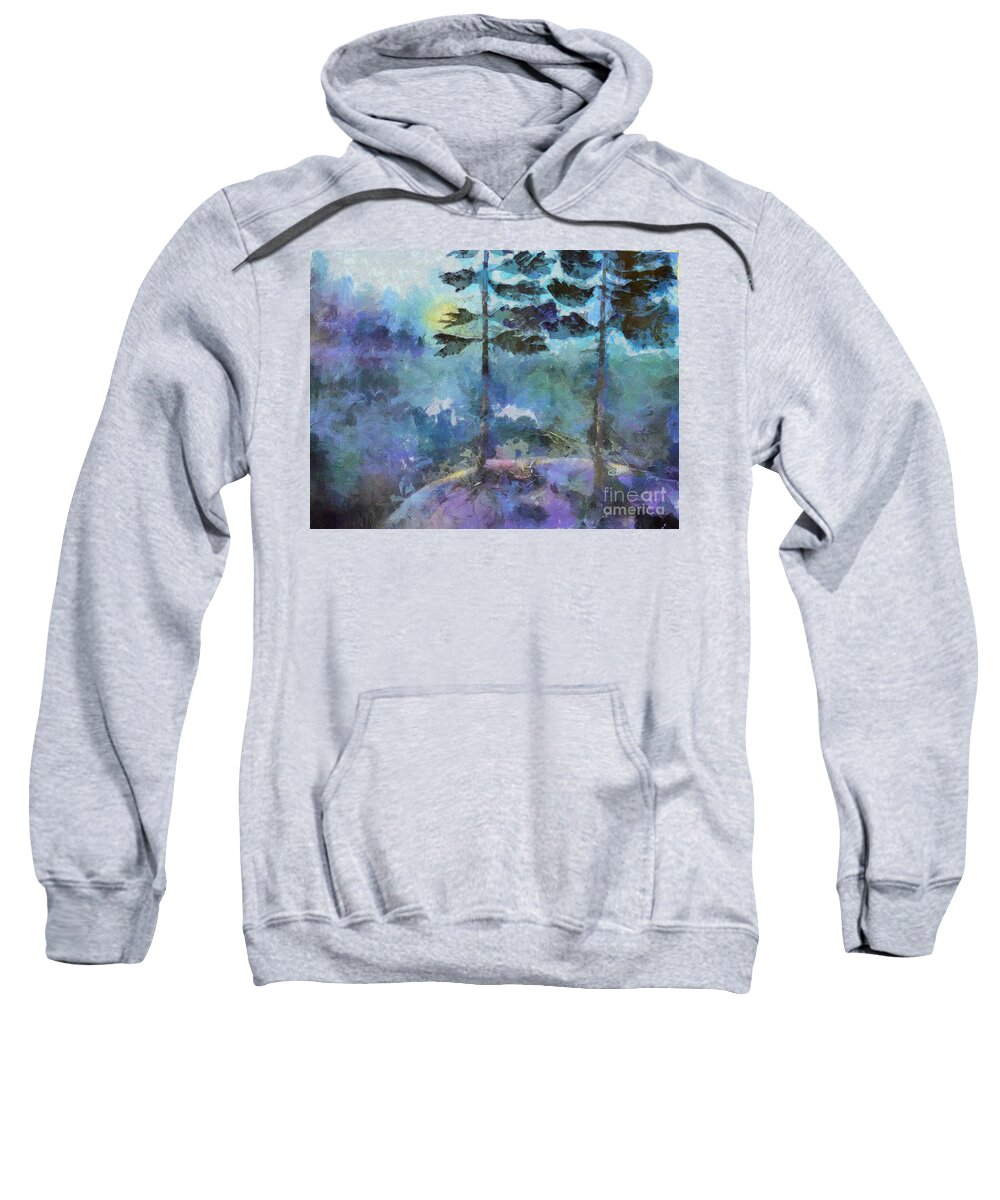 Trees Sweatshirt featuring the photograph Twin Pines by Claire Bull