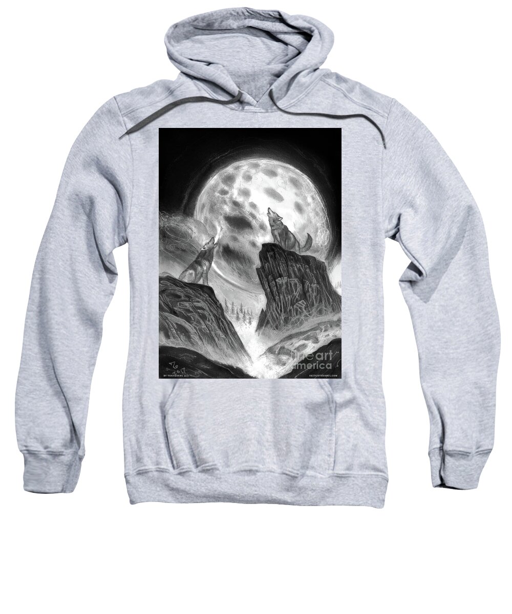 Wolves Sweatshirt featuring the drawing Two Wolves by Tony Koehl