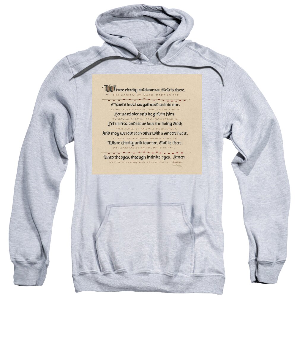 Anniversary Sweatshirt featuring the painting Ubi Caritas by Judy Dodds