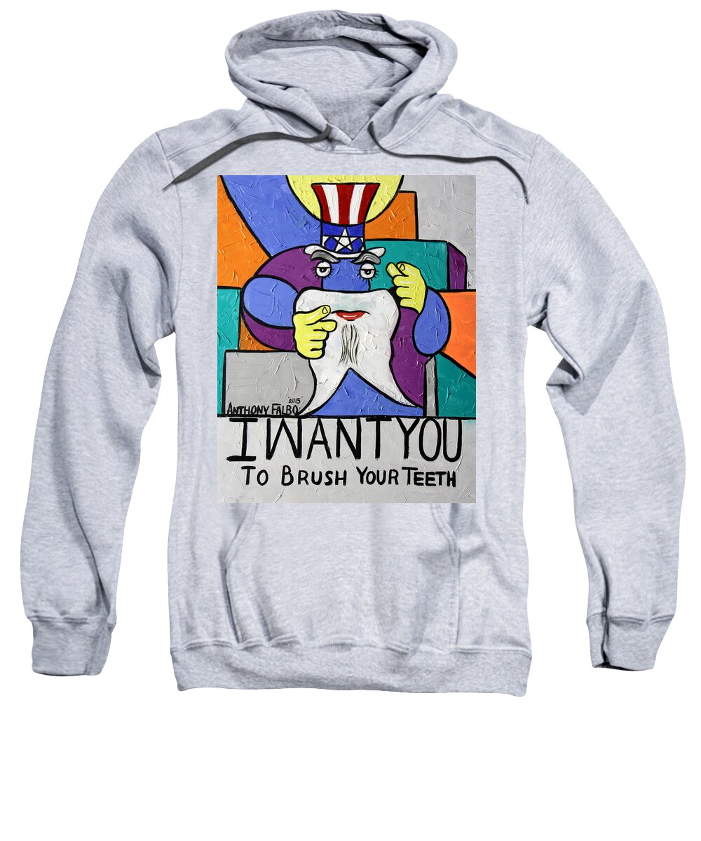 Uncle Sam Tooth Sweatshirt featuring the painting Uncle Sam Tooth by Anthony Falbo