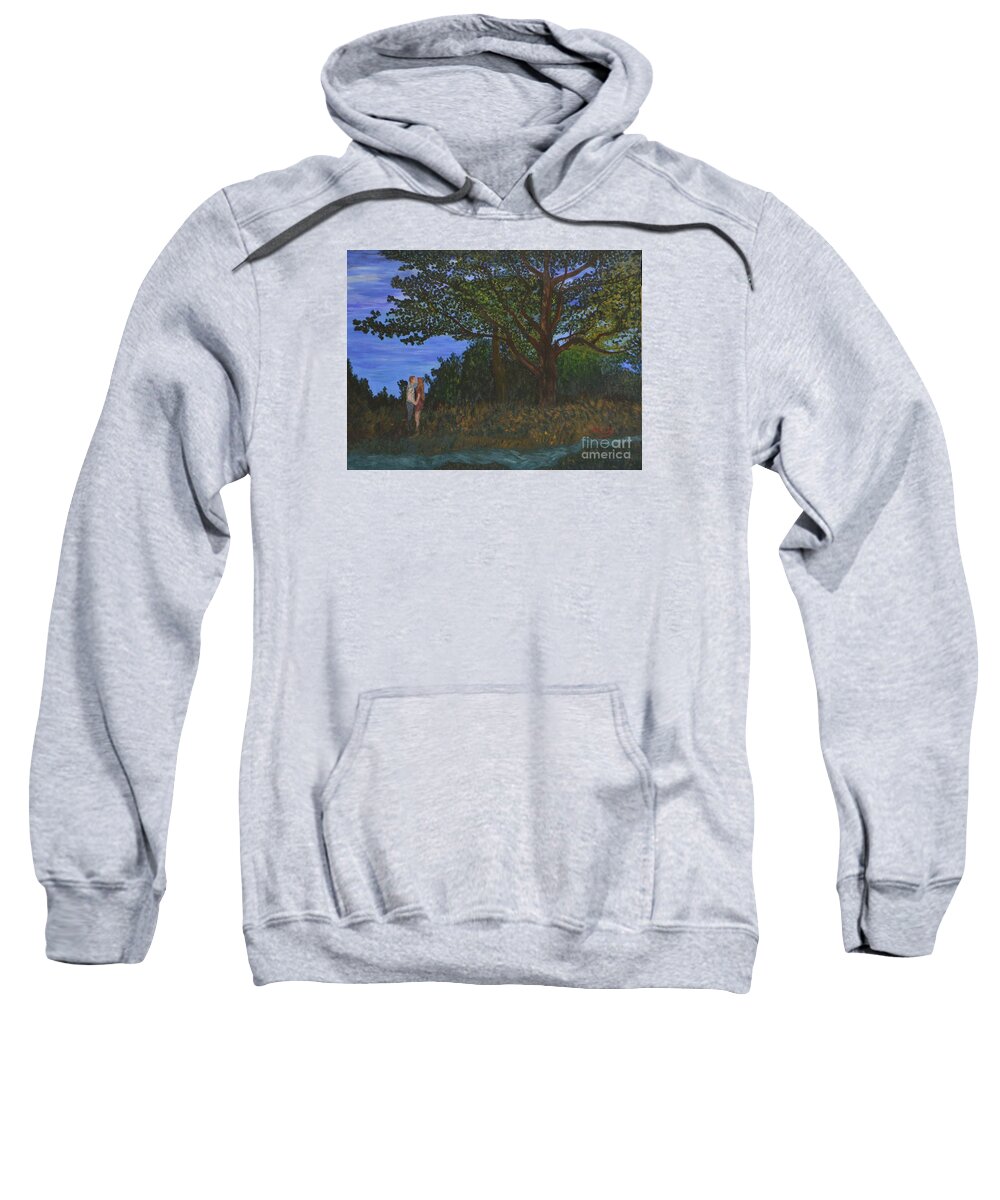 Oak Sweatshirt featuring the painting Under the Oak Tree by Aicy Karbstein