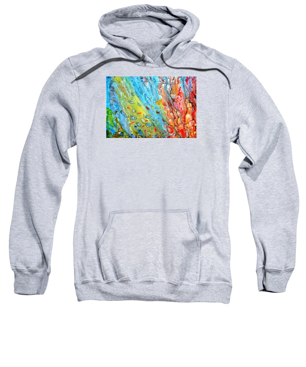Fish Sweatshirt featuring the painting Underwater Magic Series 4 by Manjiri Kanvinde