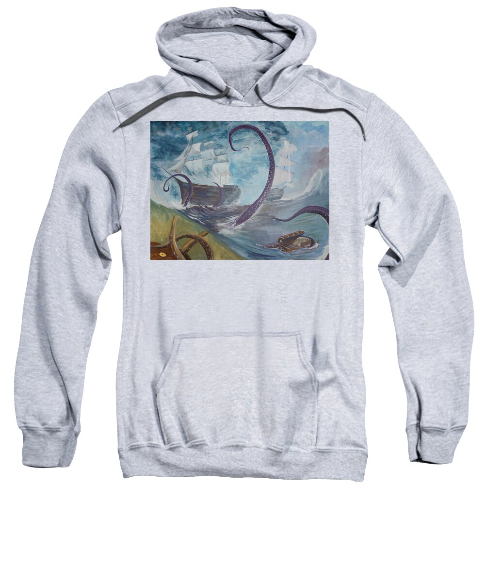 Kraken Sweatshirt featuring the painting Unleash the Kraken by Mike Jenkins