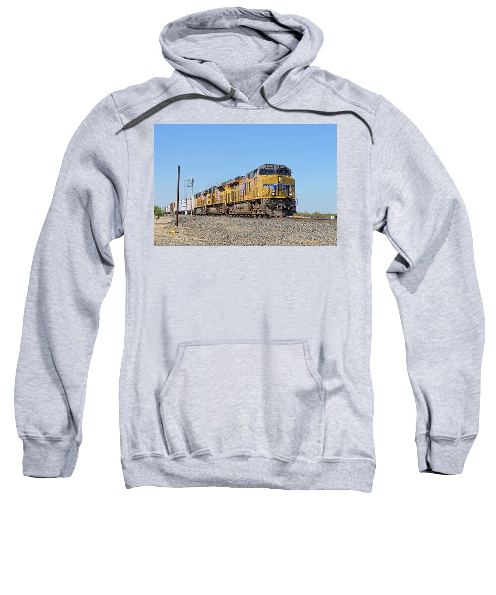 Freight Trains Sweatshirt featuring the photograph Up8107 by Jim Thompson