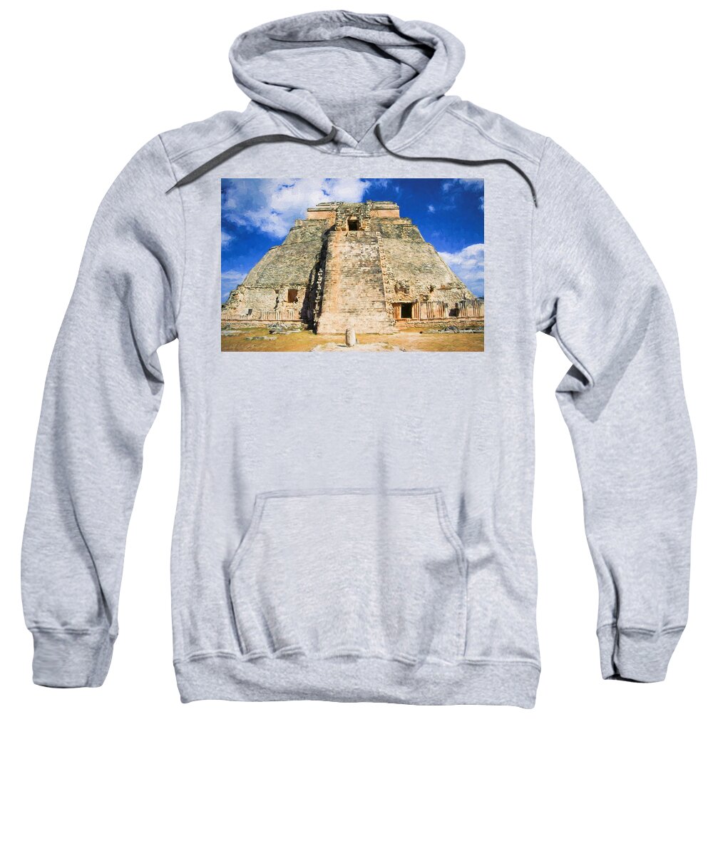 Maya Sweatshirt featuring the digital art Uxmal Mayan Ruins by Roy Pedersen