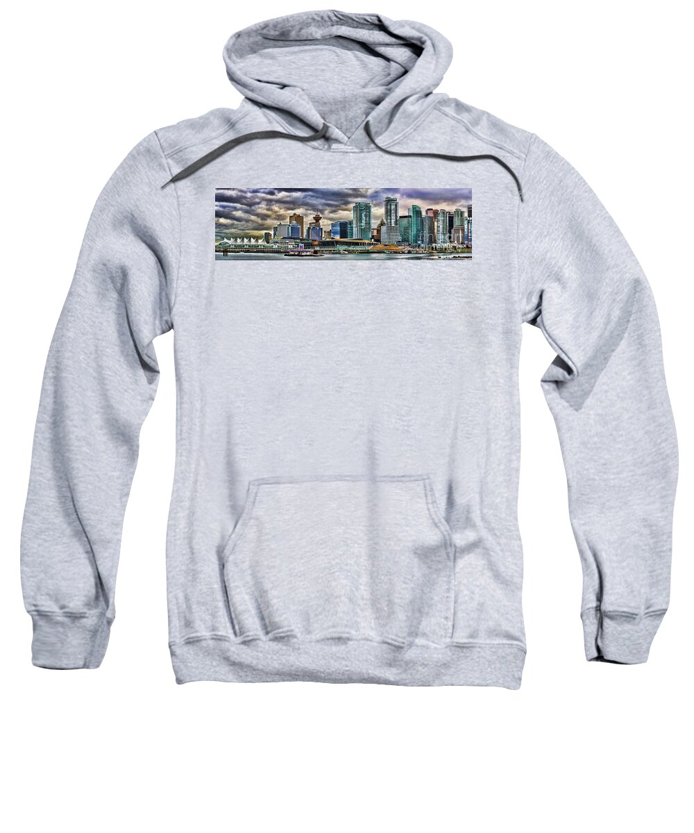 Vancouver Sweatshirt featuring the photograph Vancouver Skyline HDR by Randy Harris