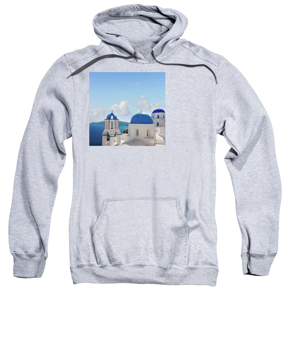 Santorini Sweatshirt featuring the photograph Caldera of Santorini by Anastasy Yarmolovich