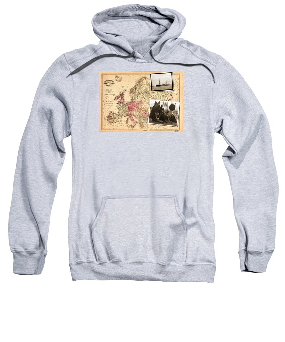 Vintage Sweatshirt featuring the photograph Vintage Map Europe to New York by Karla Beatty