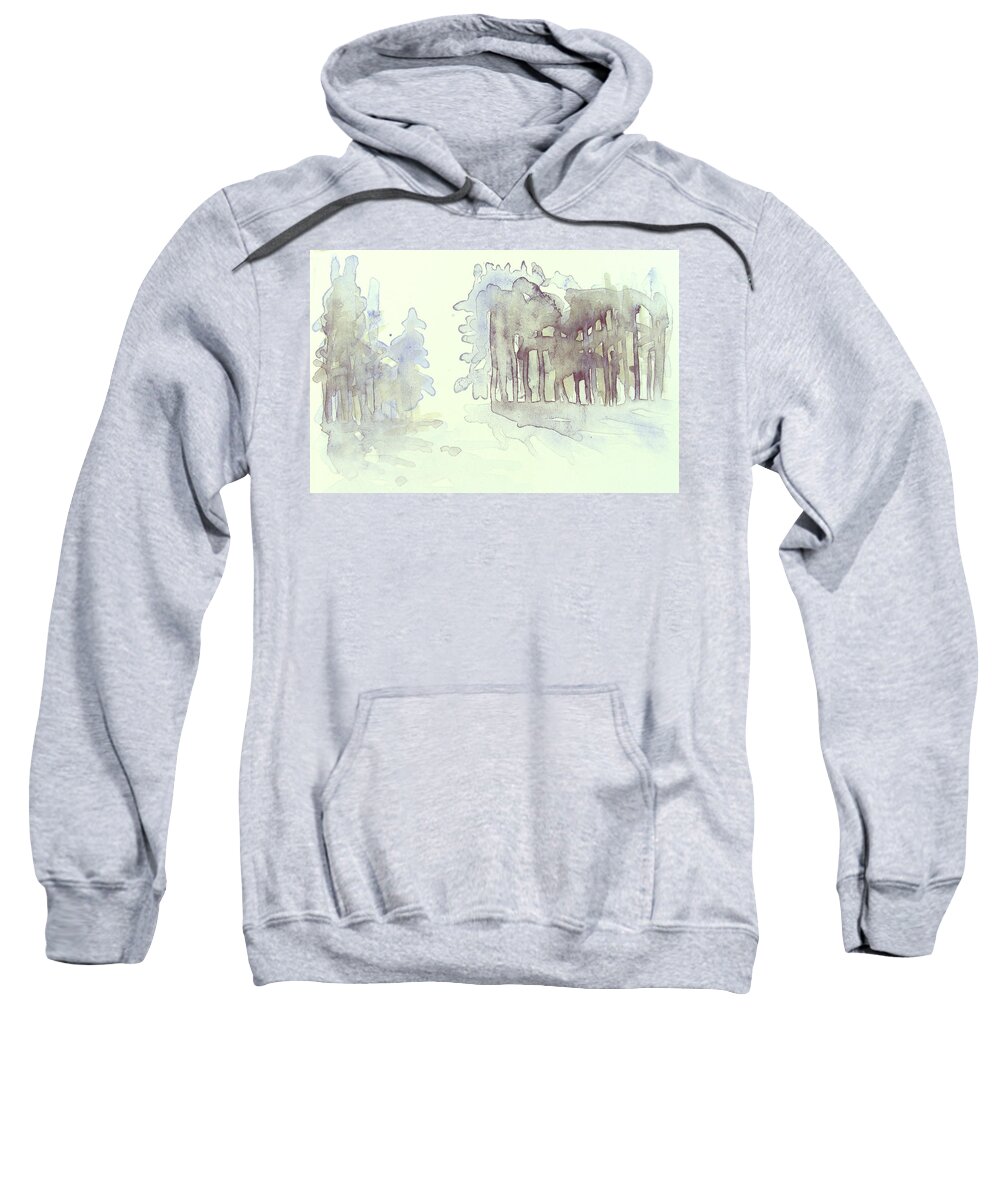 Landskap Sweatshirt featuring the painting Vintrig skogsglanta, a wintry glade in the woods 2,83 Mb_0047 Up to 60 x 40 cm by Marica Ohlsson