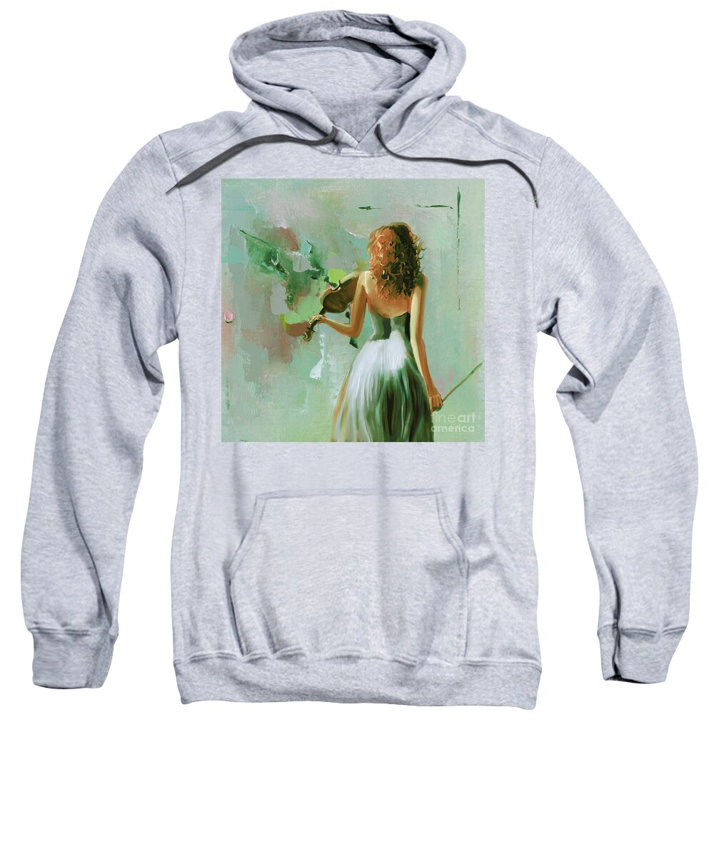 Guitar Sweatshirt featuring the painting Violin Player art 56RR by Gull G