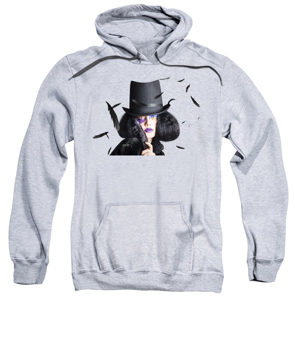 Vogue Sweatshirt featuring the photograph Vogue woman in black costume by Jorgo Photography