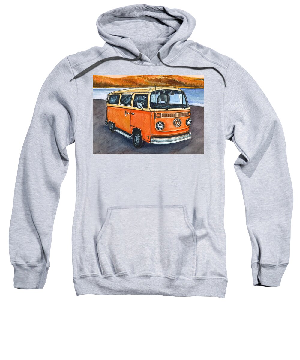 Volkswagon Bus Sweatshirt featuring the painting Ryan's Magic Bus by Katherine Miller