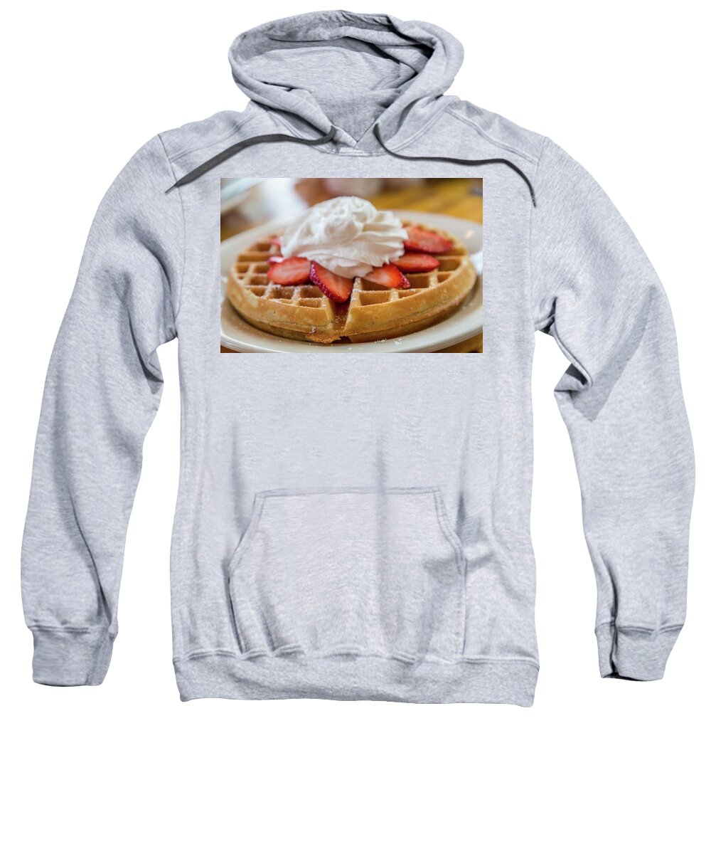 St Simons Sweatshirt featuring the photograph Waffle Topped with Strawberries and Whipped Cream by Darryl Brooks