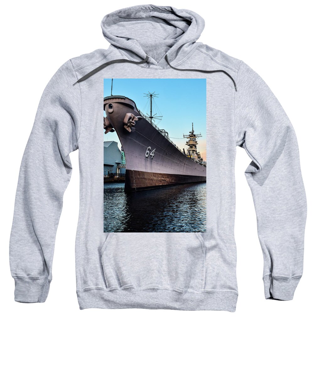 Uss Wisconsin Sweatshirt featuring the photograph Wake up to the Wisconsin by Nicole Lloyd