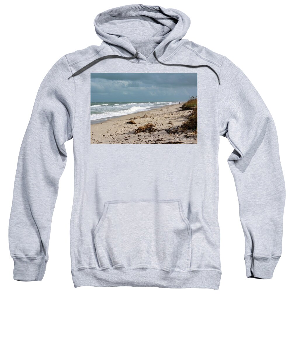 At The Beach Sweatshirt featuring the photograph Walks on the Beach by Megan Dirsa-DuBois