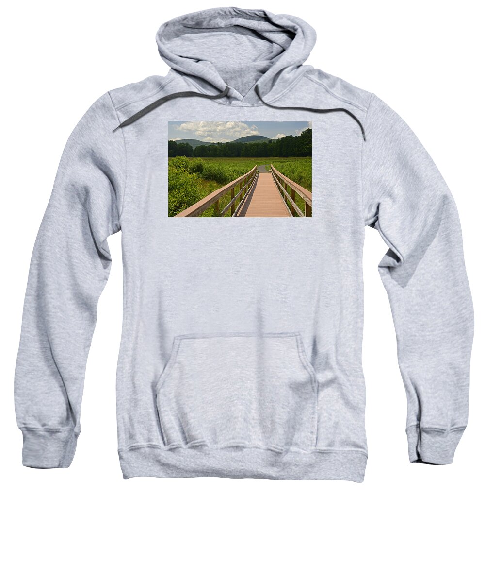 Landscape Sweatshirt featuring the photograph Walkway to a Mountain color by Nancy De Flon