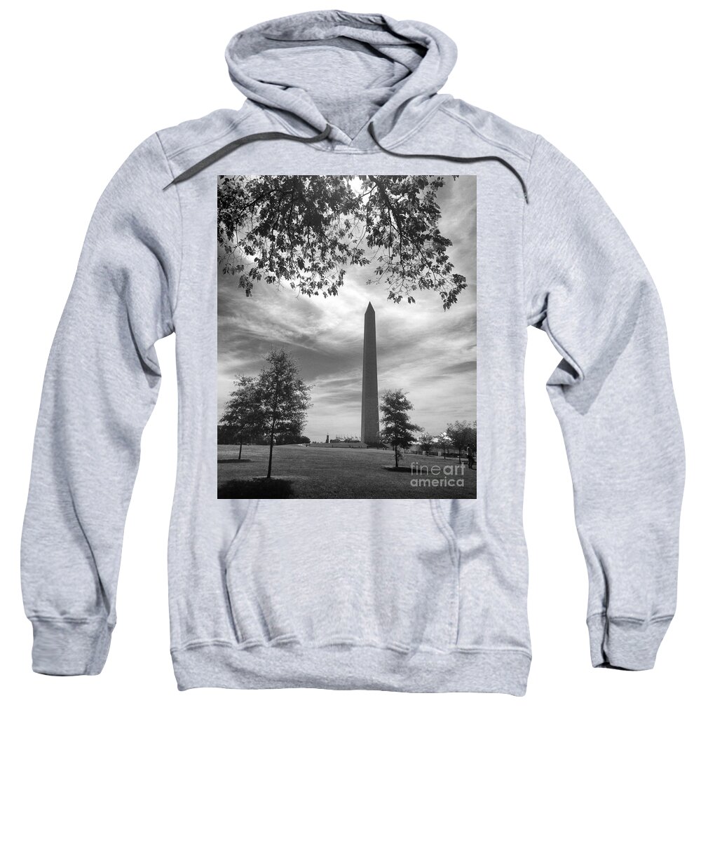 Washington Sweatshirt featuring the photograph Washington Monument in Black and White by Angela Rath