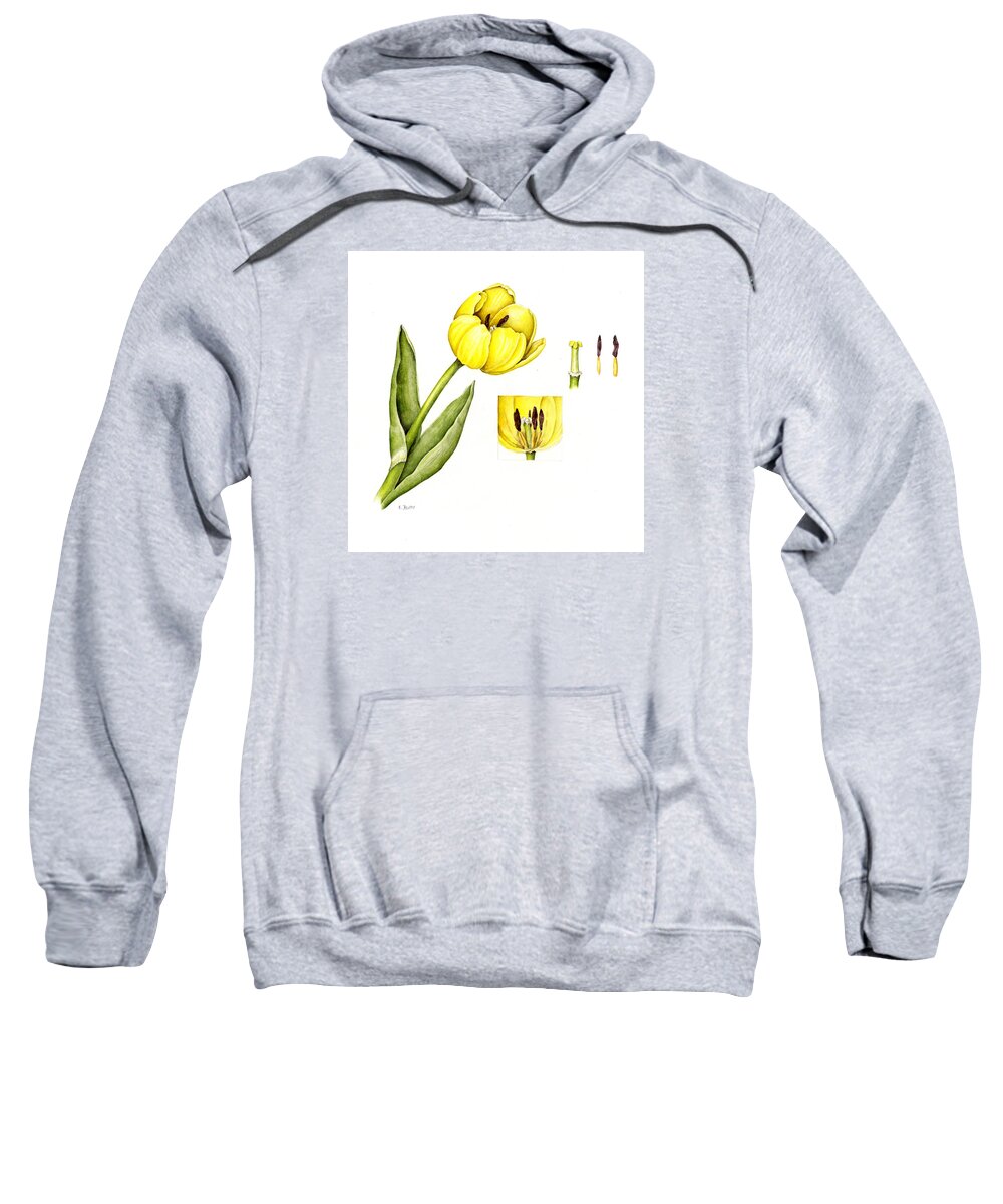 Flower Sweatshirt featuring the painting Watercolor Flower Yellow Tulip by Karla Beatty