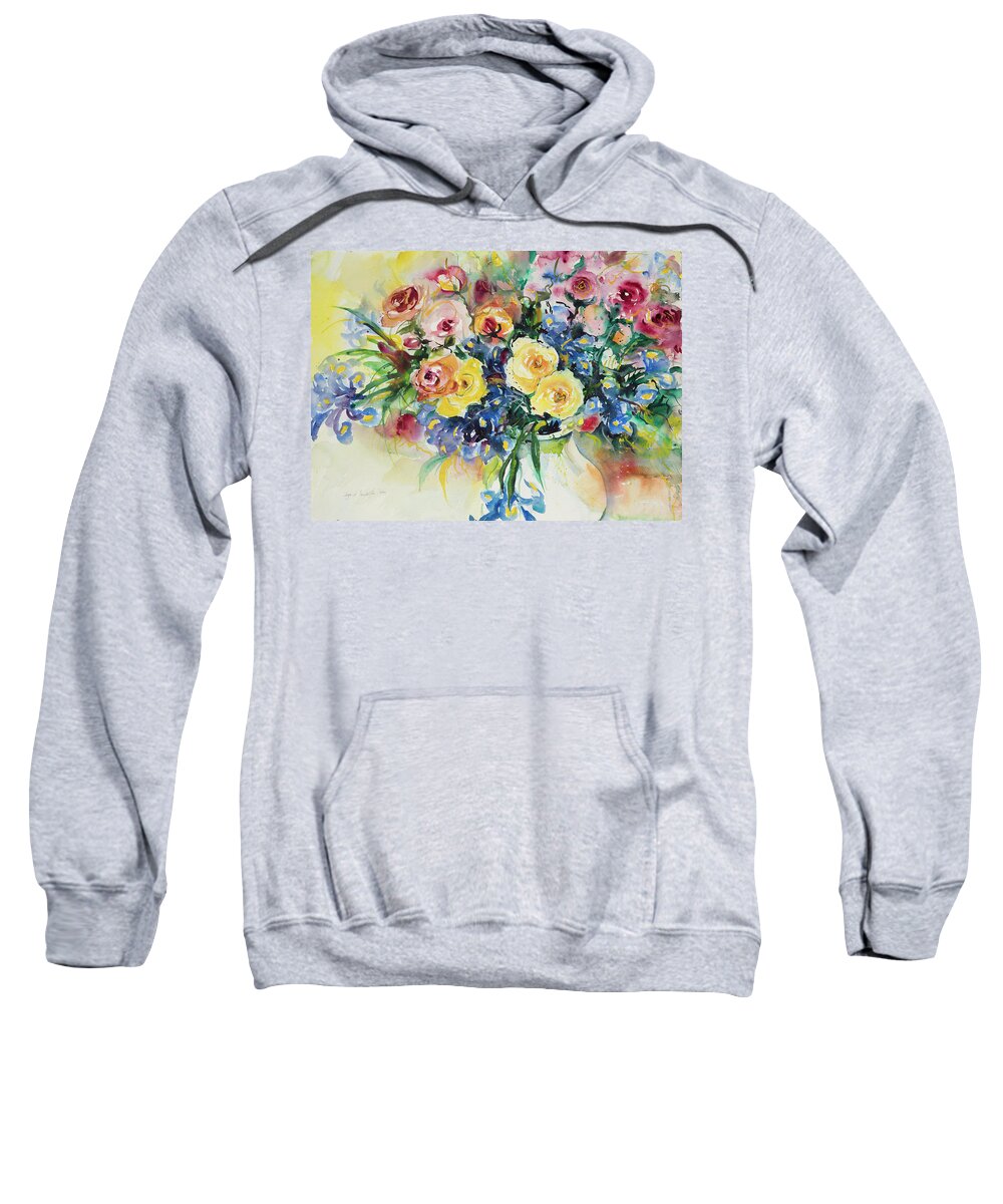 Flowers Sweatshirt featuring the painting Watercolor Series 62 by Ingrid Dohm