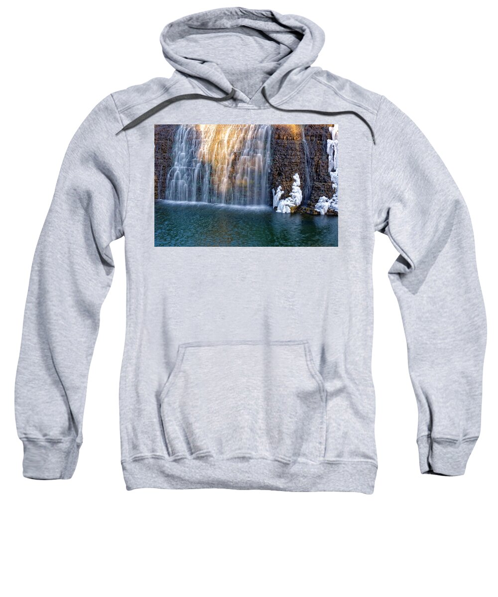 Waterfall Sweatshirt featuring the photograph Waterfall in winter by Peter Ponzio