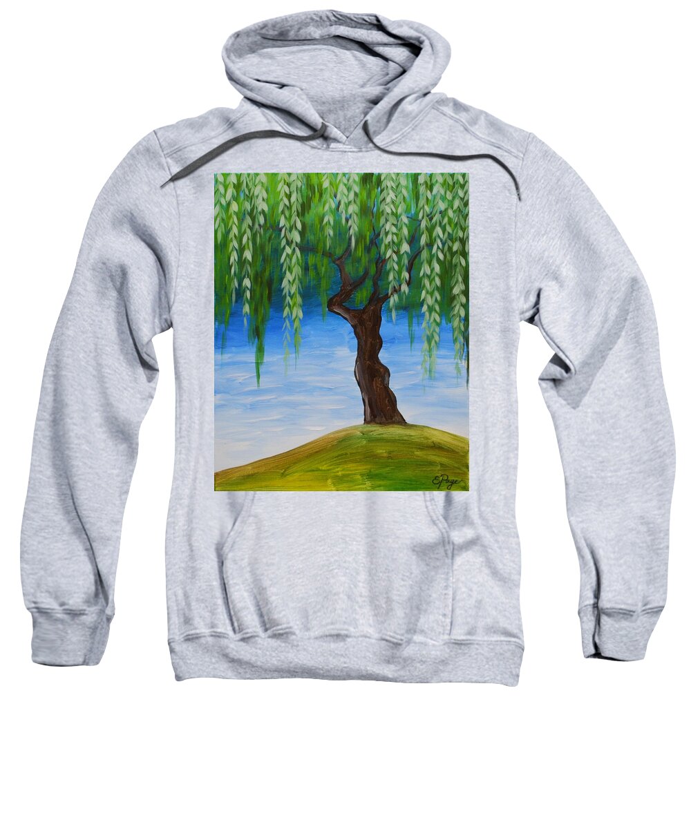 Weeping Willow Sweatshirt featuring the painting Weeping Willows by Emily Page