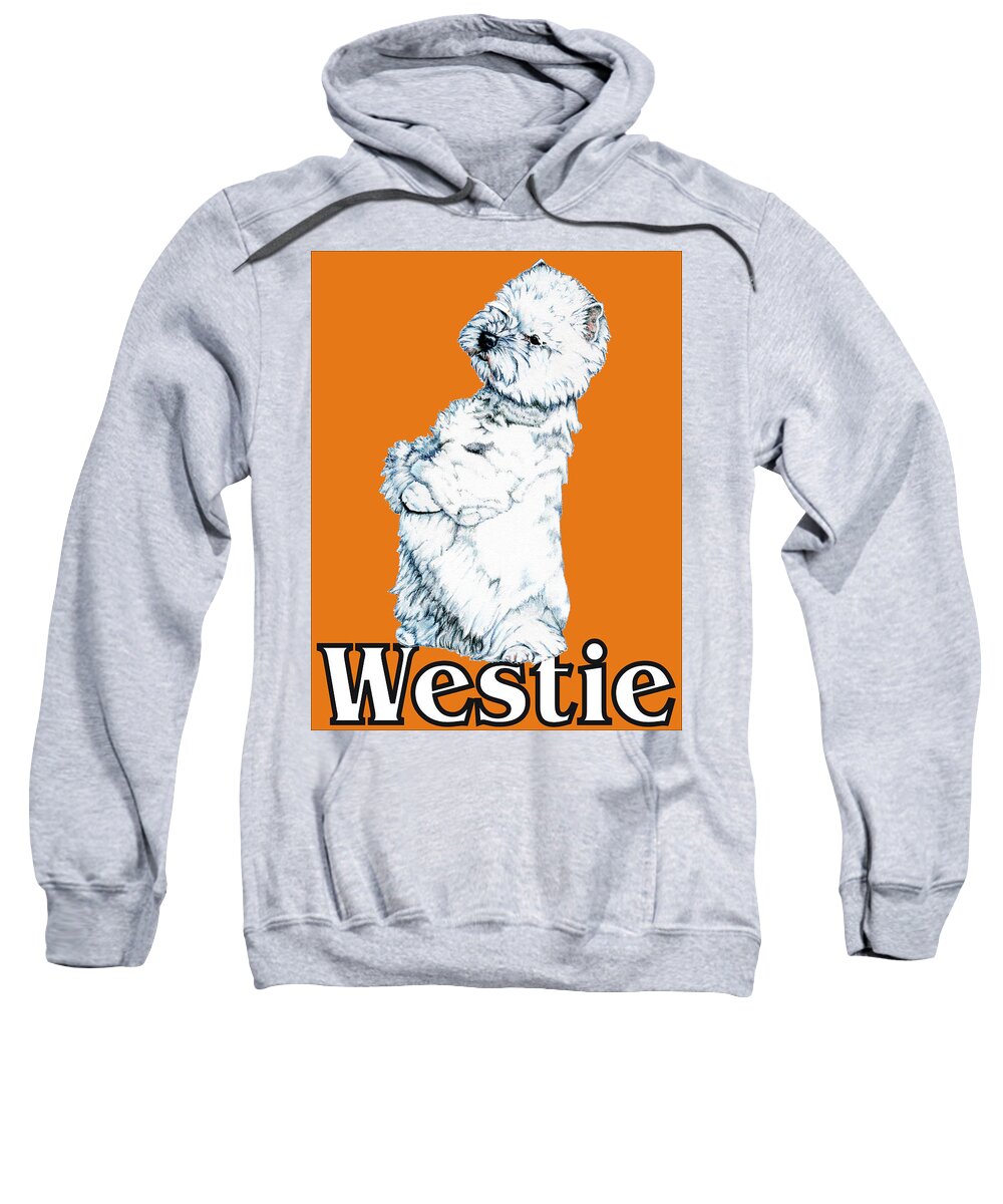 Westie Sweatshirt featuring the drawing West Highland White Terrier Westie Urban Pop Orange by Kathleen Sepulveda