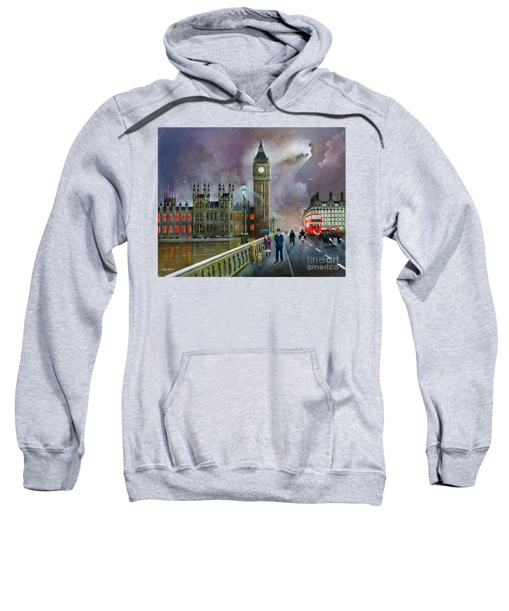 England Sweatshirt featuring the painting Westminster Bridge, London - England by Ken Wood