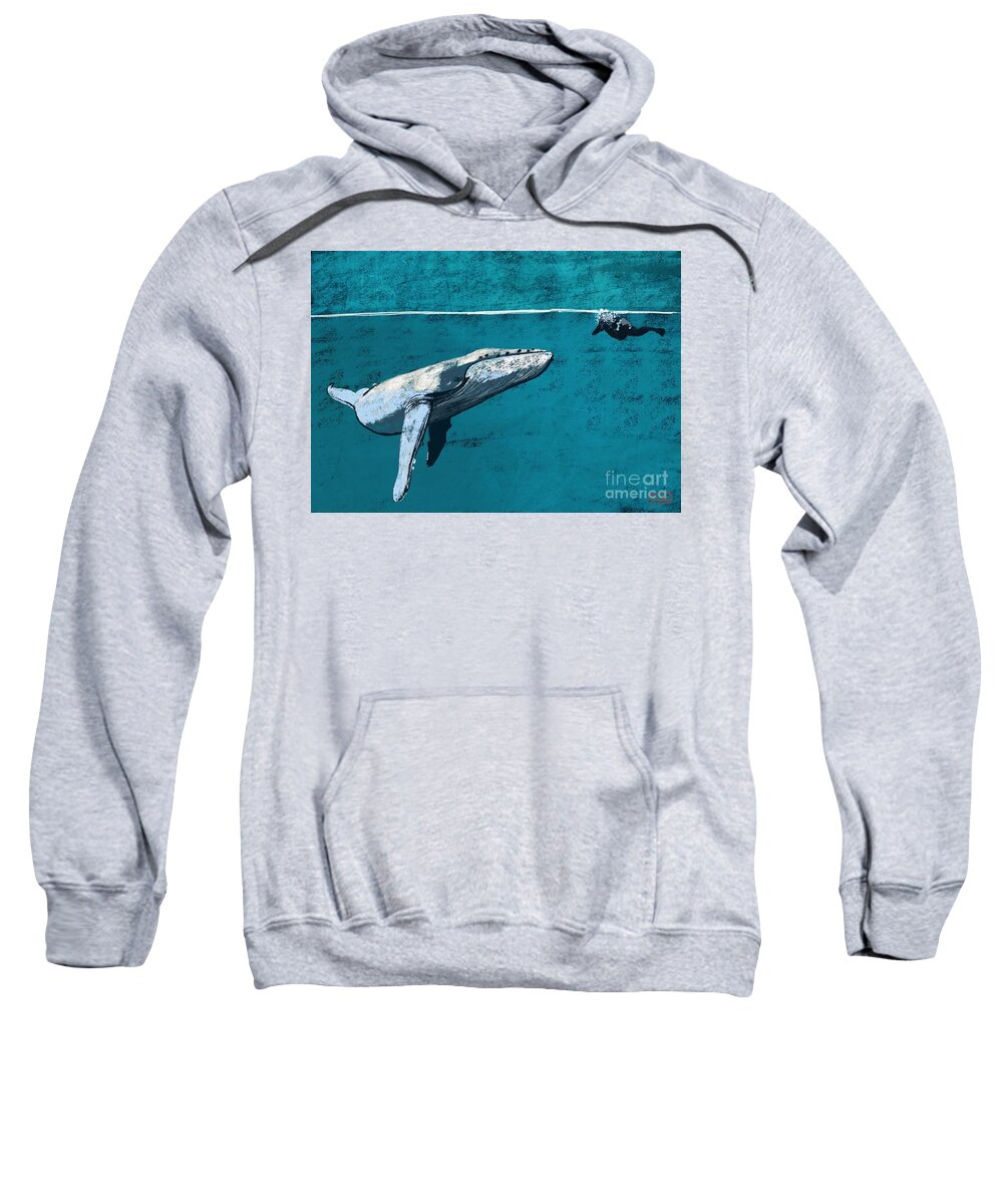 Whales Sweatshirt featuring the digital art Whale Watching by Lidija Ivanek - SiLa