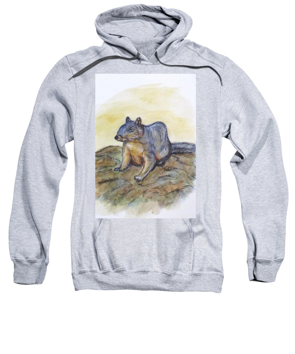 Squirrel Sweatshirt featuring the painting What Are You Looking At? by Clyde J Kell