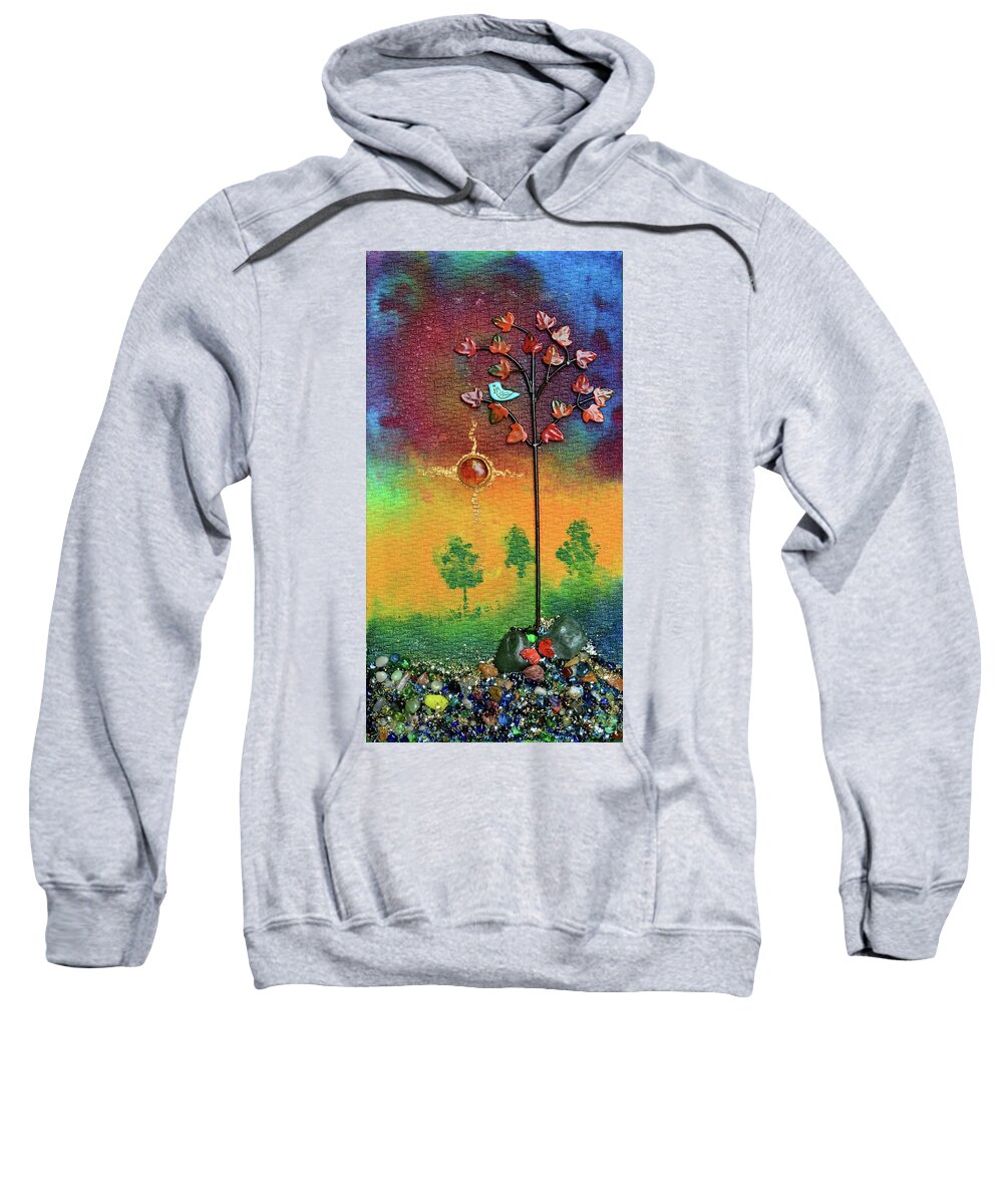 Mixed Media Landscape Sweatshirt featuring the mixed media Where Fireflies Gather by Donna Blackhall