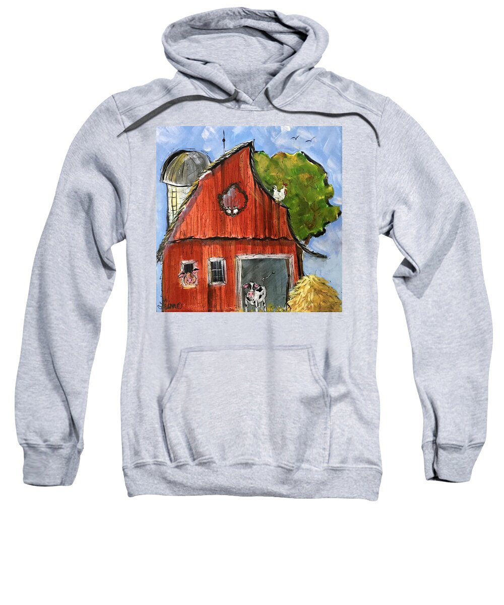 Barn Sweatshirt featuring the painting Whimscial Barn by Terri Einer