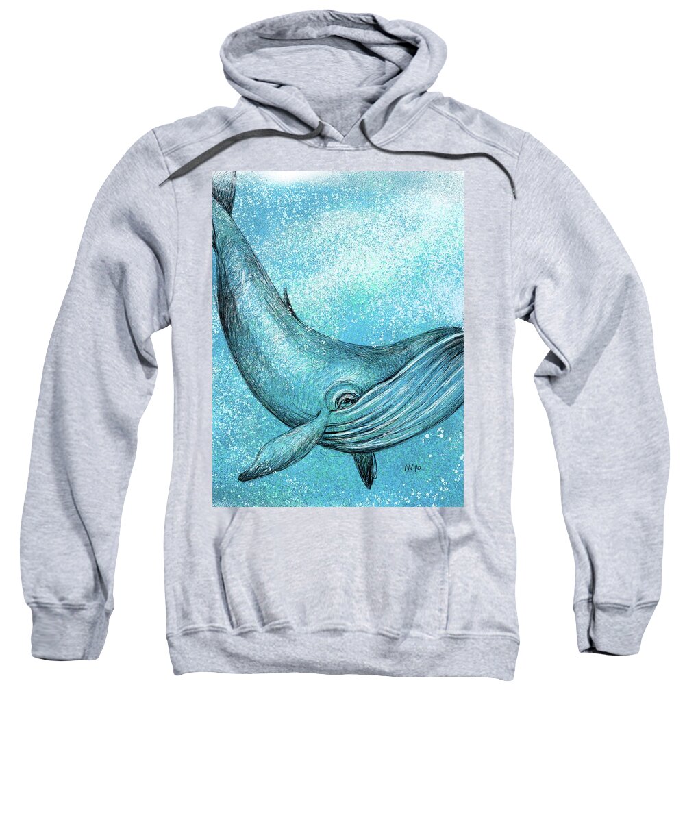 Whale Sweatshirt featuring the digital art Whimsical Whale by AnneMarie Welsh