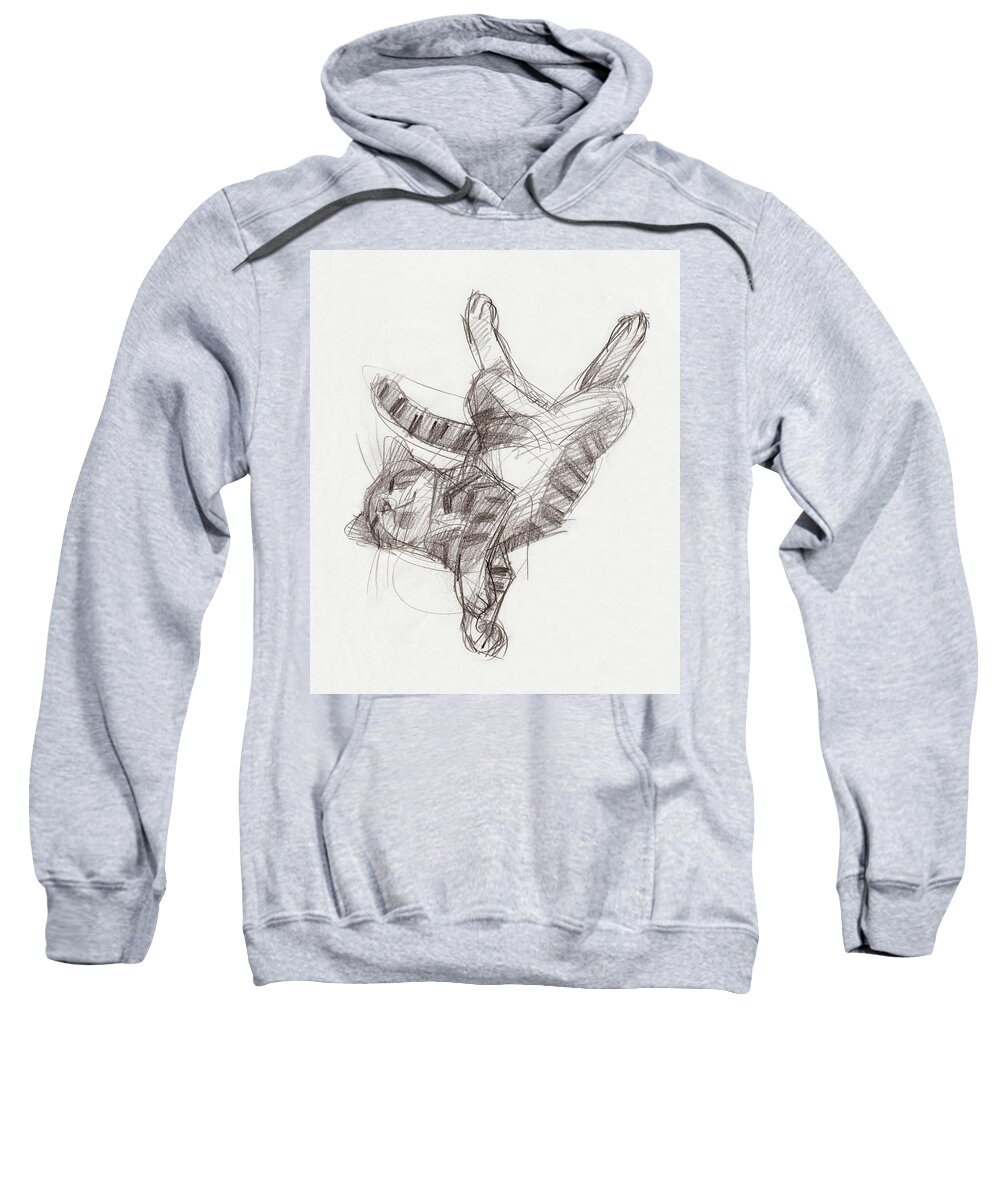 Cat Sweatshirt featuring the drawing Yoga Cat by Judith Kunzle
