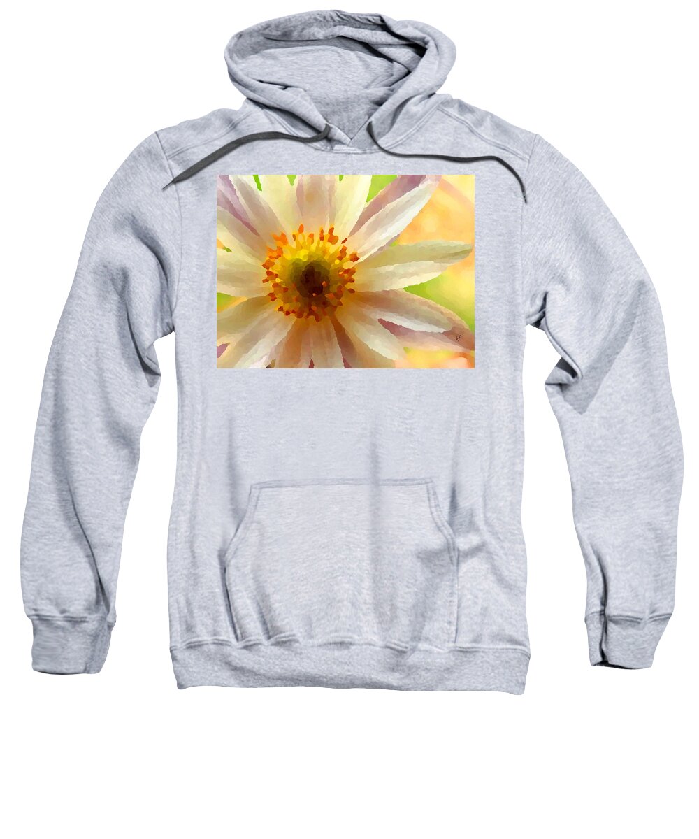 Botanical Sweatshirt featuring the digital art White Anemone Flower by Shelli Fitzpatrick