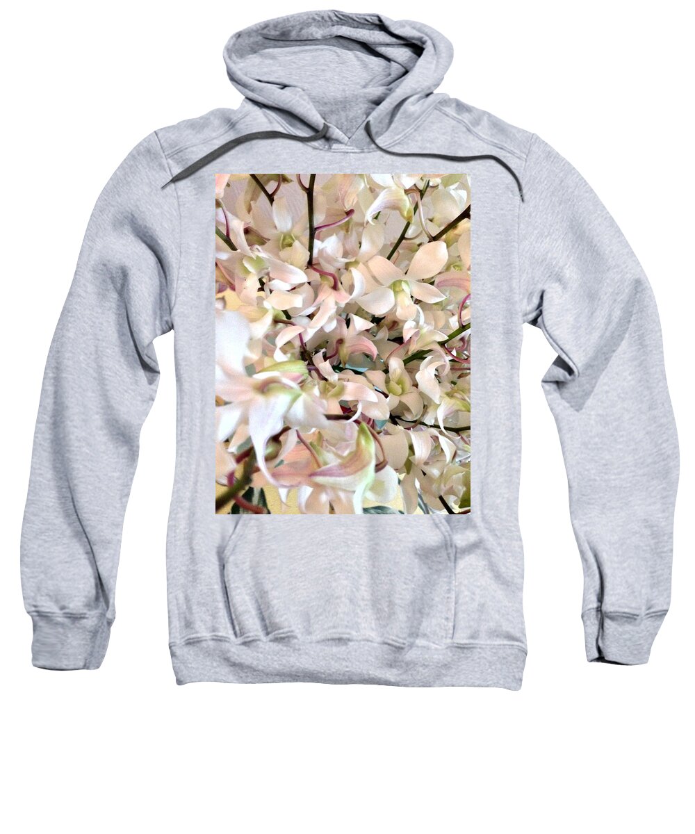 Flowers Of Aloha White Orchid Cluster Sweatshirt featuring the photograph White Orchid Cluster by Joalene Young
