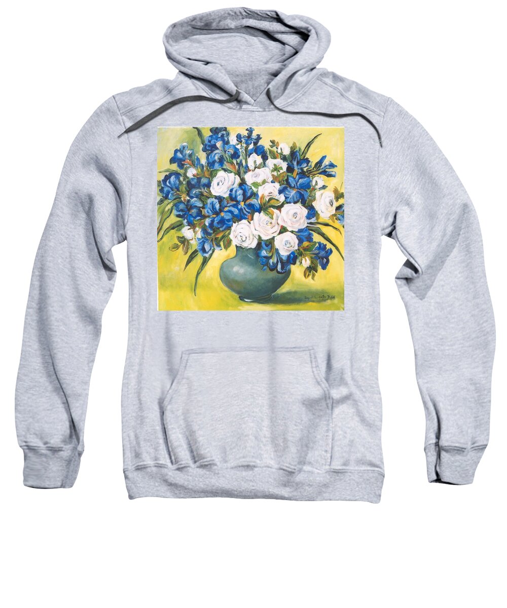 Ingrid Dohm Sweatshirt featuring the painting White Roses by Ingrid Dohm